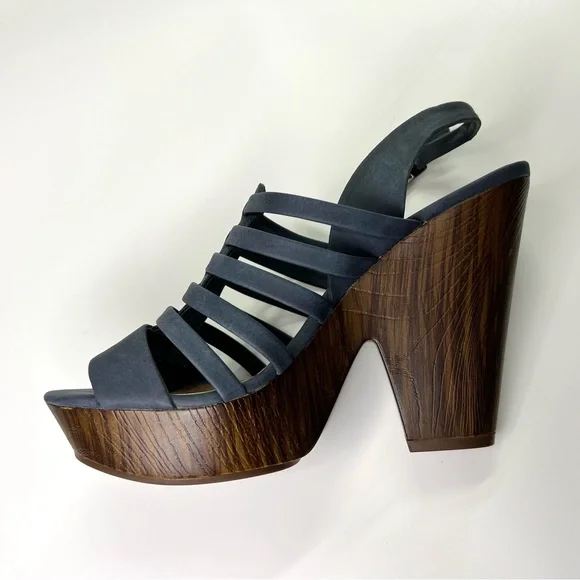 G by Guess Seany Platform Strappy Sandals Washed Denim 10 - Picture 9 of 16